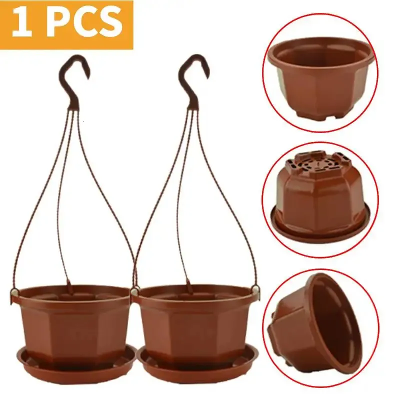 Plastic Flower Pot Basket Household Garden Planter Portable Plant Hanging Holder Home Balcony Decoration 240320