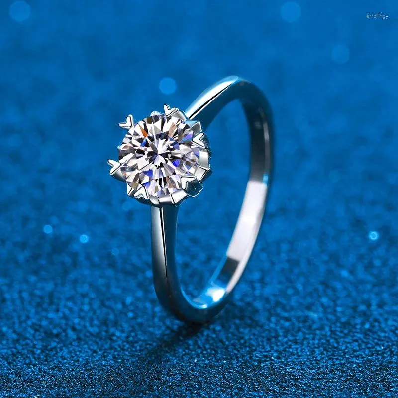 Кольца кластера, сертифицированное 1 карат, муассанит, свадебное сердце, платиновое покрытие, кольцо из стерлингового серебра 925 пробы с круглым бриллиантом для женщин