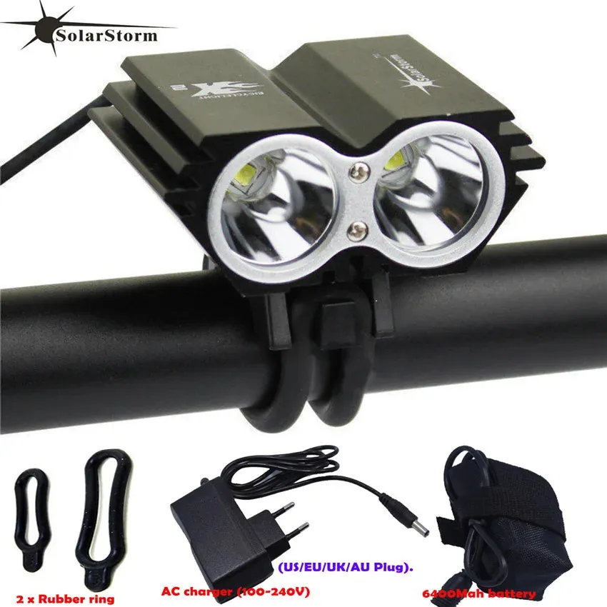 SolarStorm X2 Luz de bicicleta a prueba de agua 5000LM 2 X T6 LED Faro delantero de bicicleta Lámparas de luz dual para ciclismo Bicicleta LED 18650 Batería 240322