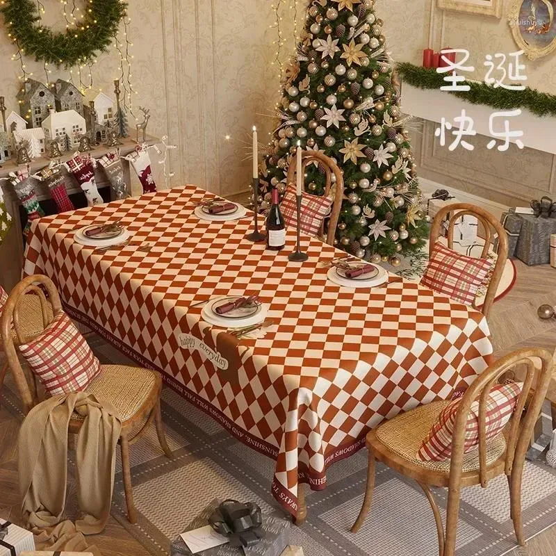 Masa kumaş Noel masa örtüsü kırmızı yıl su geçirmez yemek ışık ışığı lüks dikdörtgen çay
