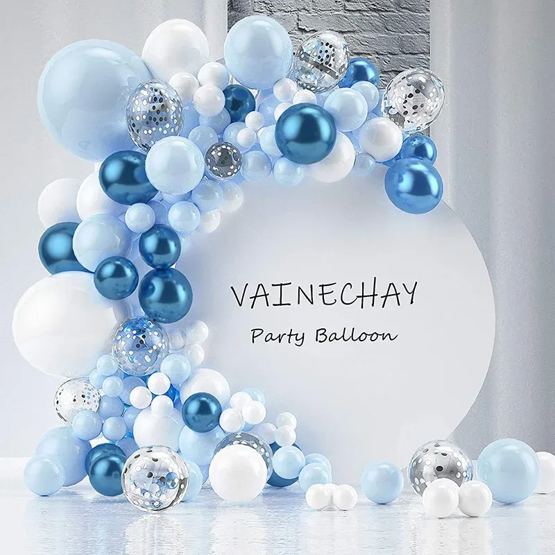 Frame Blue Balloon Garland Arch Kit Wedding Birthday Ballon 1st One Year Birthday Party Decoration Kids Baby Shower Boy Latex Baloon