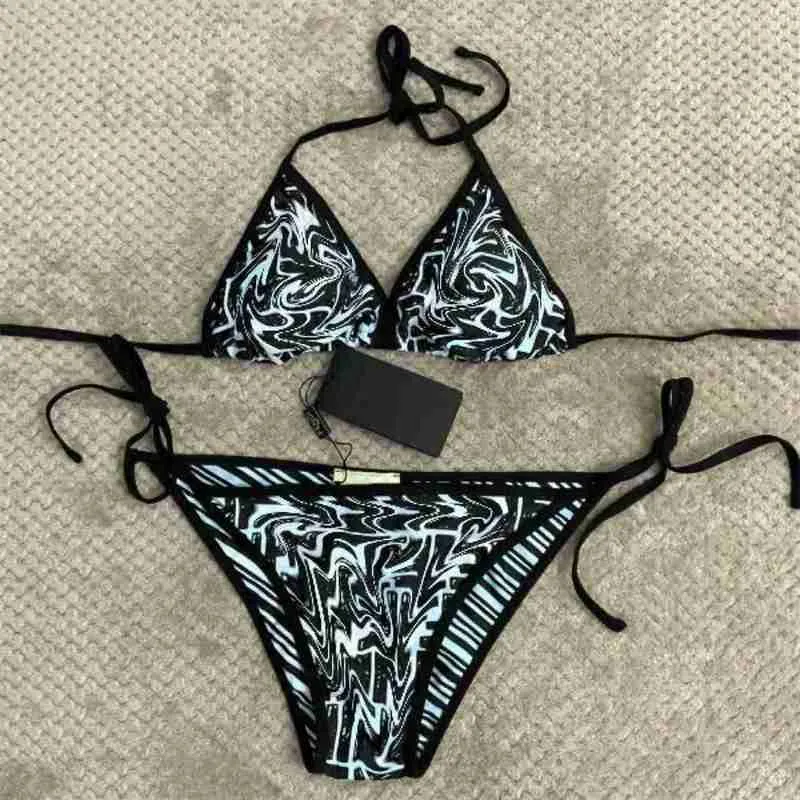 Marka projektantki strojów kąpielowych dla kobiet czarna litera fe seksowna dzielona pasek krawata bikini stroju kąpielowa kobieta aonk