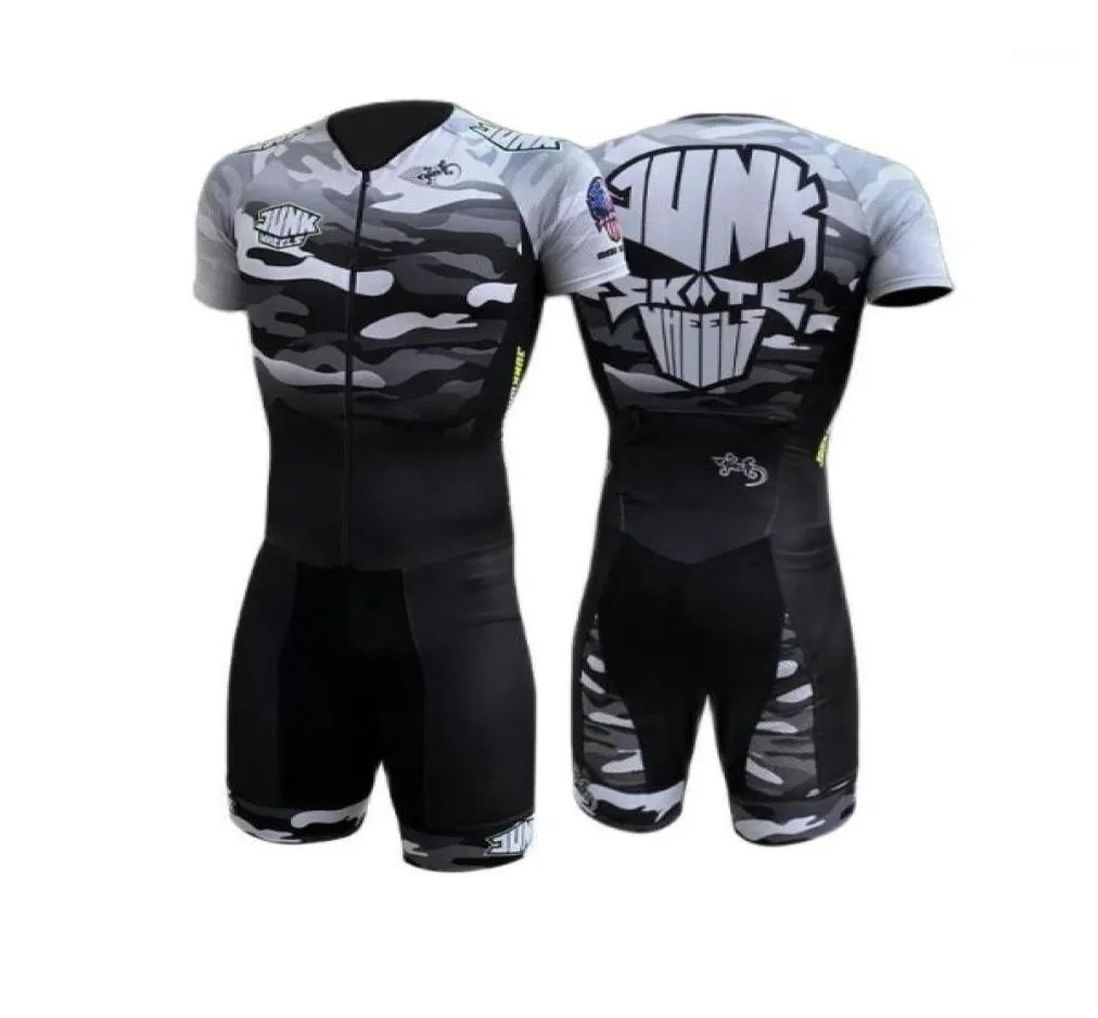 Sets de carreras Ruedas de basura 2022 Hombres Manga corta Traje de triatlón Skate Skate Skinsuit de patinaje rápido sin cojín DRE6803930