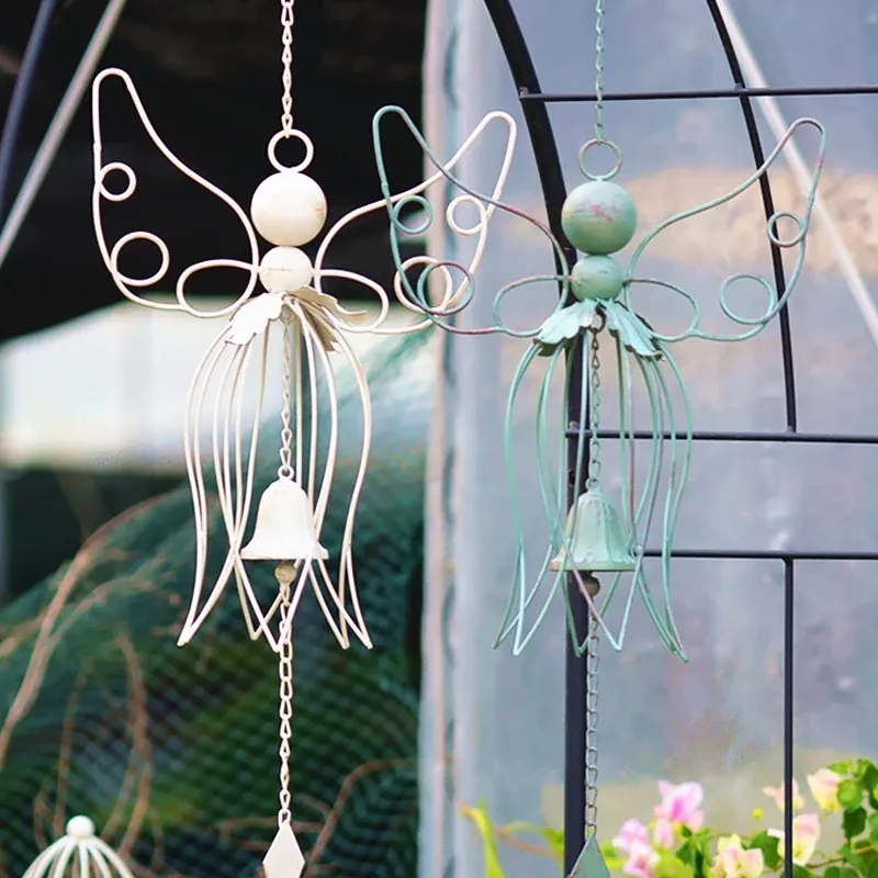 Sinos pendurados estilo anjo de metal, sinos de vento japoneses, campana, carrilhão de vento, decoração externa de jardim