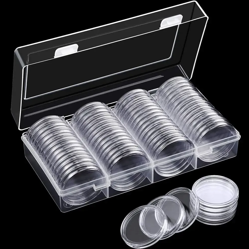 Caixas de armazenamento de suporte de cápsula de moeda de 41 mm de 41 mm com estojo organizador para coleta comemorativa de Silver Eagle, contêiner de moeda