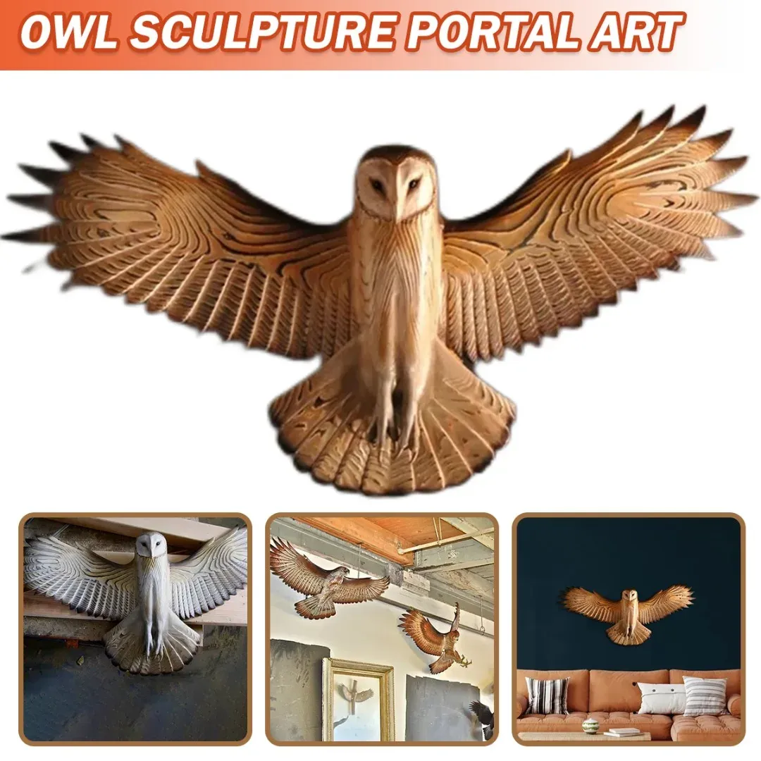 Skulpturer Barn Owl Sculpture Wall Art Harts Craft Living Room Outdoor Garden Office Home Dekoration Vivid Owl Craft Hanging Decor