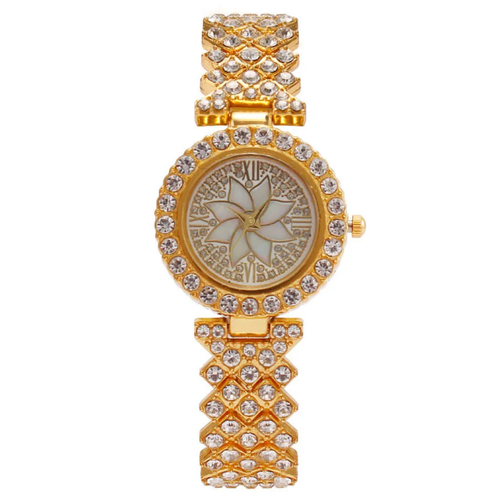 Модный браслет с бриллиантами и инкрустацией стразами и цветком, женские кварцевые часы