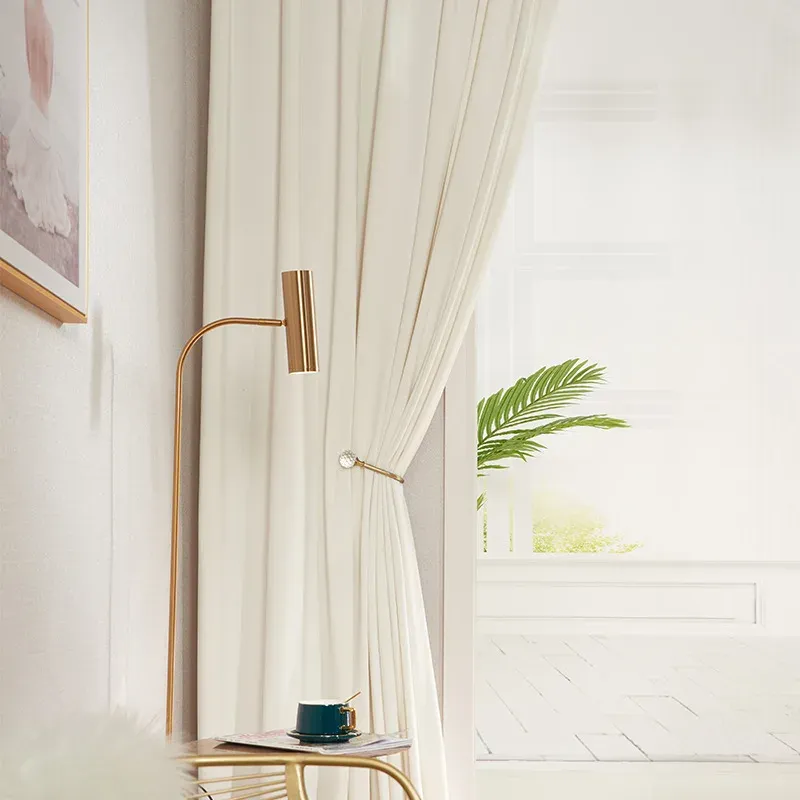 Zasłony INS LUKA Luksusowy nordycki japoński w stylu Japończyny zasłona do salonu krem ​​do sypialni czysty biały beżowy aksamitny zasłona flanelowa dom