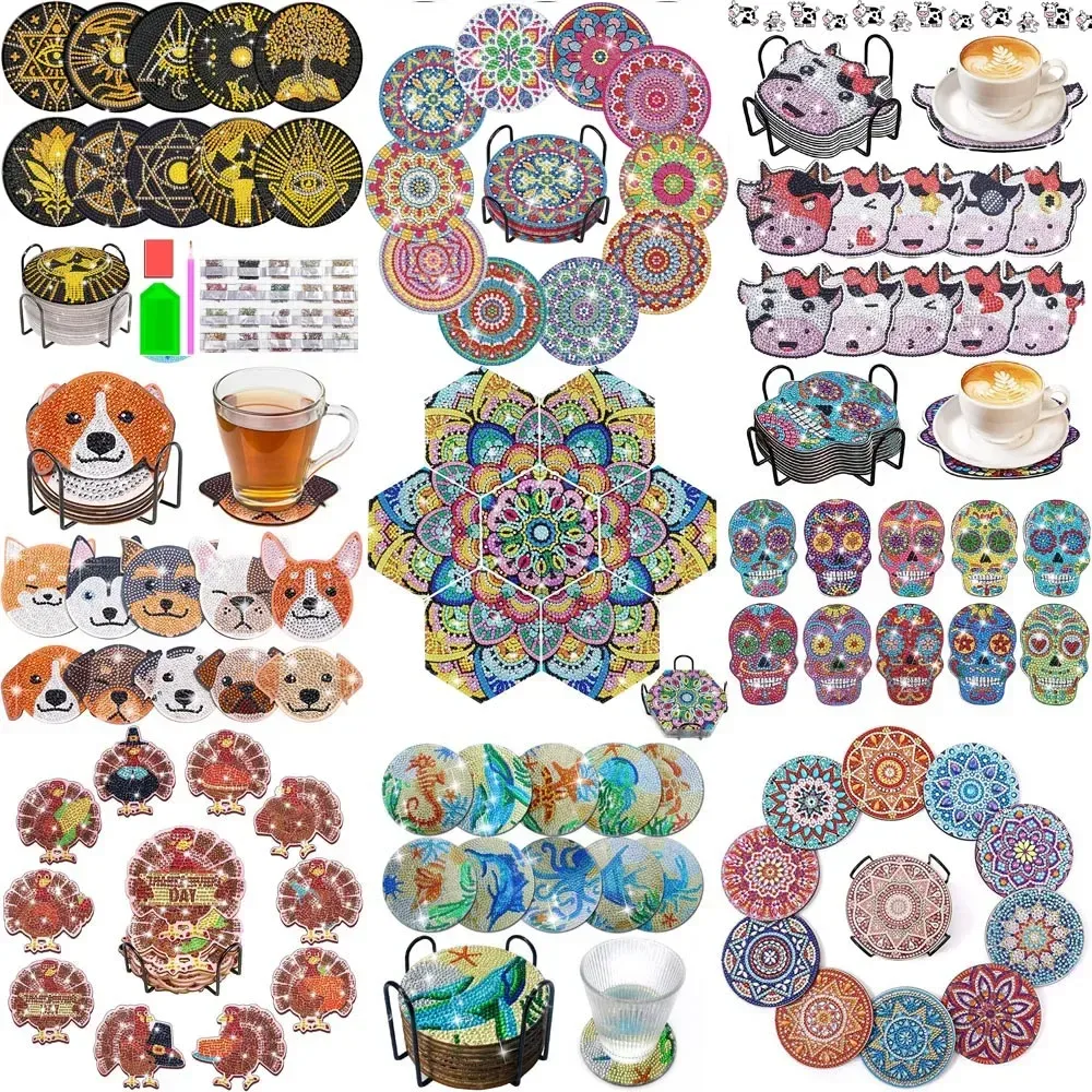 Stitch DIY Diamond Painting Coasters Kit Nonslip Diamonds Cup Mat Ornement pour les débutants Petite peinture de diamant Artisanat pour adultes Kids