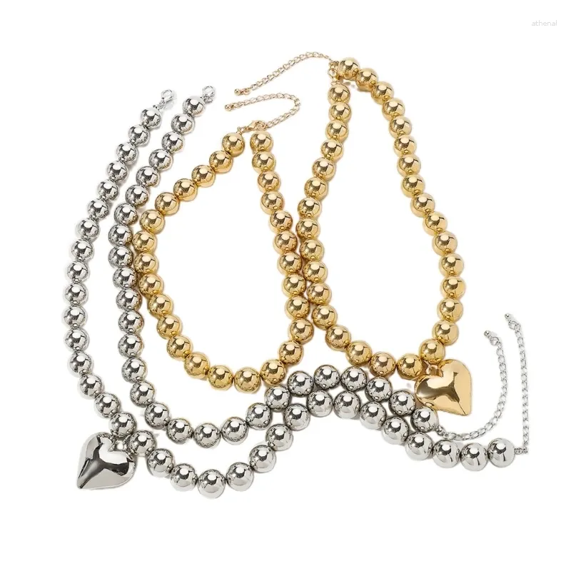 Pendentif Colliers 2 PCS Collier de coeur élégant Durable CCB Matériel Perles Bijoux de fête Convient aux femmes Couple Famille K3KF