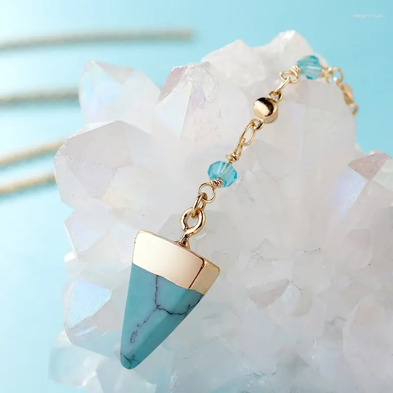 Pendant Necklaces BOJIU Fashion Romantic Trendy Girl Triangle Light Blue Stone NKS006