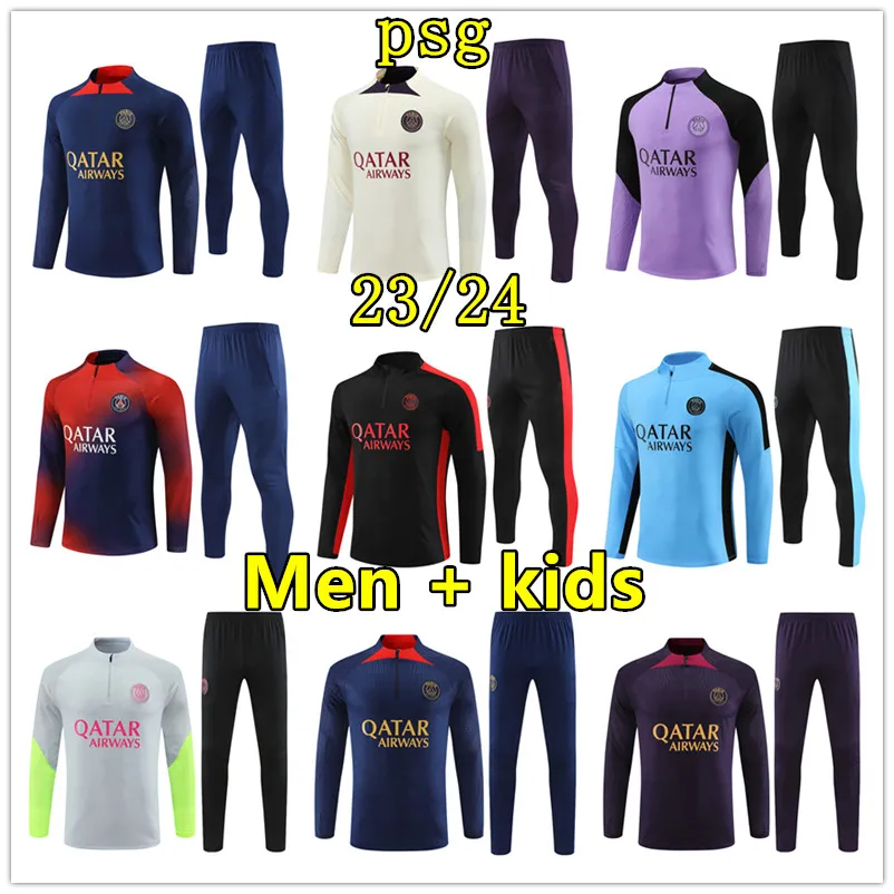 2023 2024 PSGes Herren Kinder-Fußball-Trainingsanzug Langarm 23 24 Paris Man Kinder-Fußball-Trainingsanzüge Trainingsanzug-Kits Survêtement Foot Chandal Futbol FAN PLAYER VERSION