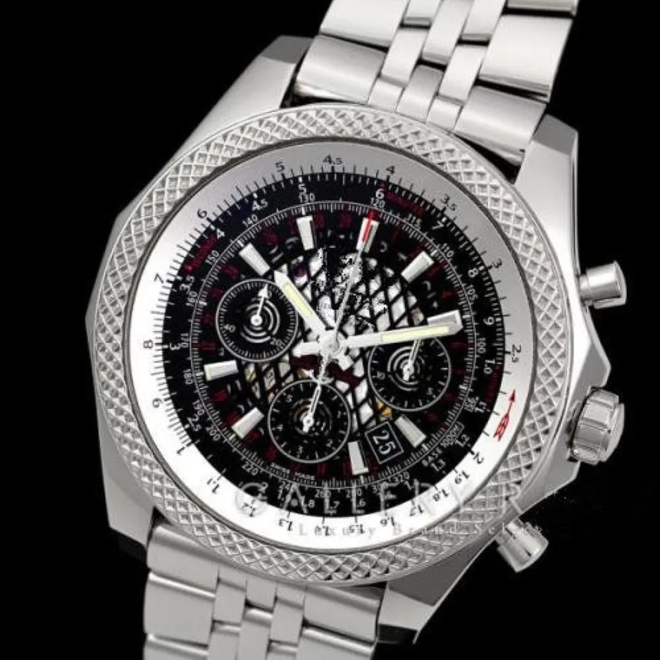 Man Watch Quartz Stopwatch 최고 품질 크로노 그래프 시계 스테인리스 스틸 손목 시계 246230o