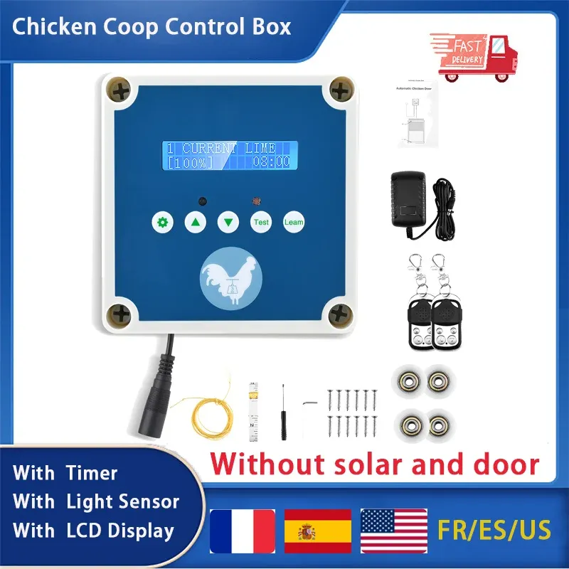 Akcesoria Automatyczna klatka sterująca drzwi kurczaka z timerem i czujnikiem światła z wyświetlaczem LCD podłączona hodowla słoneczna klatka kurczaka