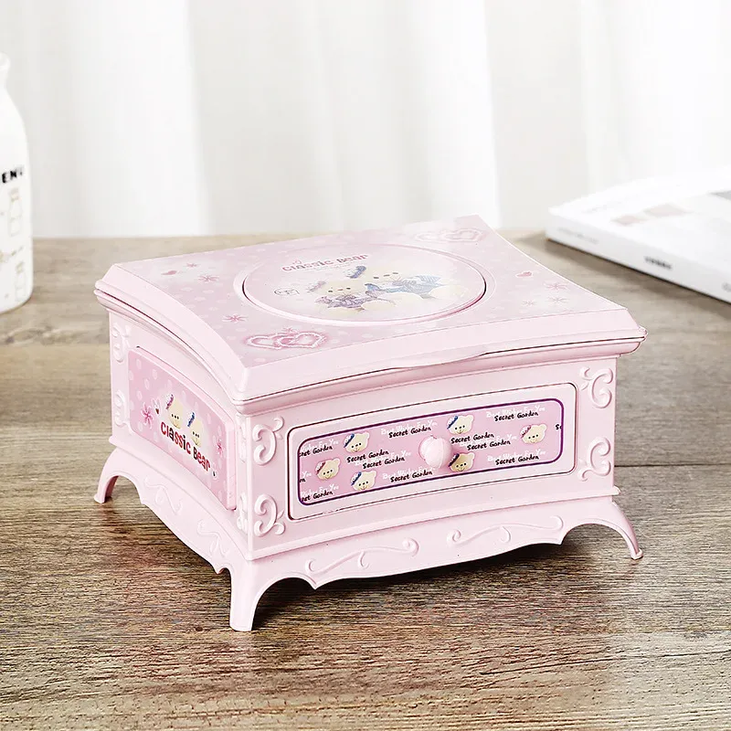 Boxes Makeup Mirror Jewelry Box Music Box Dancing Ballerina Drawer Girl Music Box Kids Musical Toy Gift Music Box Pink