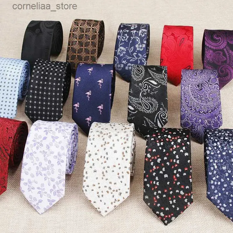 Boyun bağları boyun bağları moda kravatlar ic erkekler nokta siyah lacivert düğün bağları jacquard dokuma nokta paisley kravat polka dotlar takım elbise kırmızı boyun bağları y240325