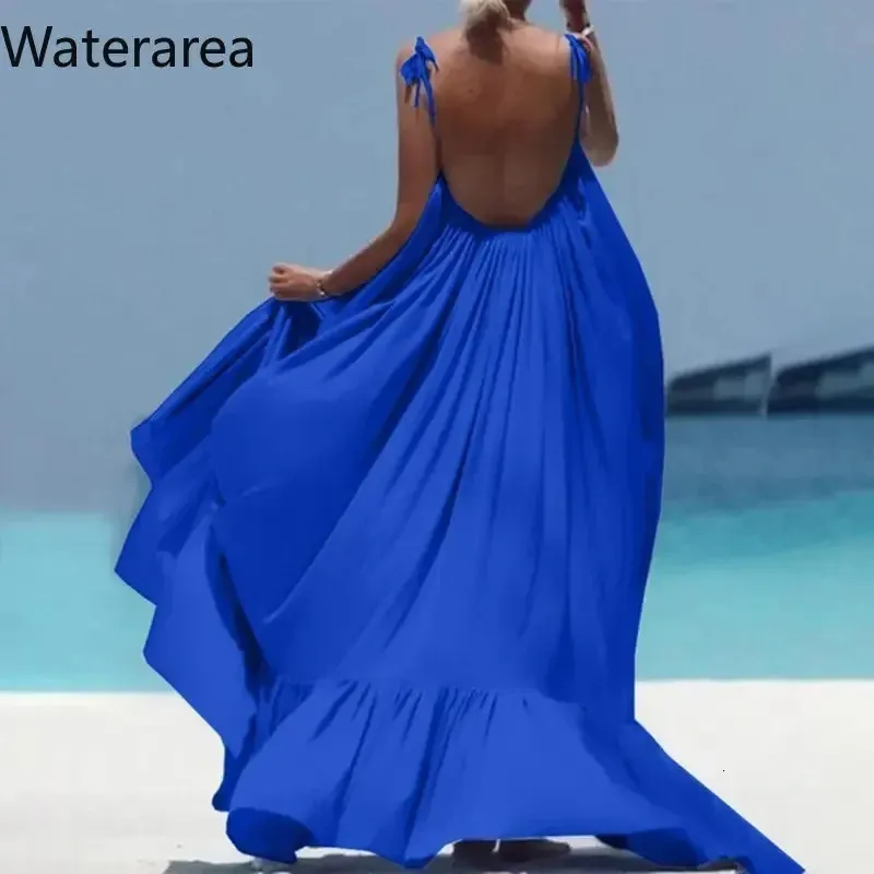 Waterarea Beach Spaghetti Pasek Kobiety długa maxi sukienka seksowna bez rękawów luźna impreza nocna klub s-5xl sukienki vestido 240313