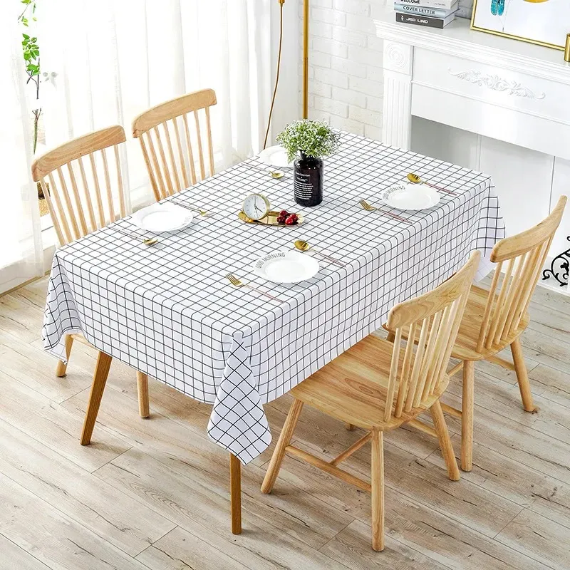 Woven Table Cloth PVC Waterproof Oilproof Dining Tablecloth Kitchen Decorative Rectangular Coffee Cuisine Party Table Cover Map