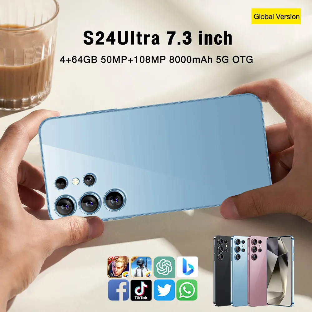 S24 Ultra 6.8 inç 5G Akıllı Telefon S23 4G Kilidi açılmış 6GB 128GB Cep Telefonu Dokunmatik Ekran Sekiz Çekirdeği 1 TB tam ekran parmak izi Android Yüz Tanıma 13MP Kamera