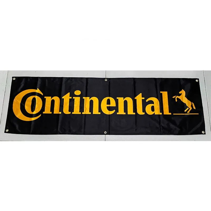 Accessori 130GSM 150D Materiale poliestere Continental Pneumatici Banner 1.5 * 5ft (45 * 150 cm) Pubblicità decorativa Bandiera per auto da corsa yhx321