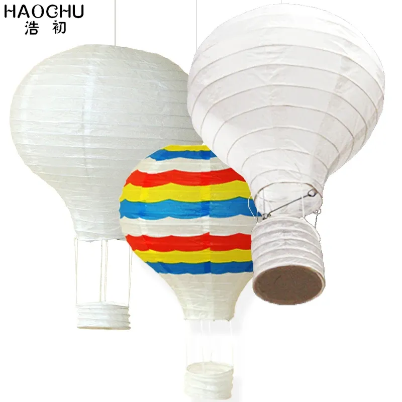 Moldura 5 peças grande balão de ar quente lanterna de papel arco-íris bola suspensa branca chinesa lanternas casamento aniversário decoração de festa de feriado