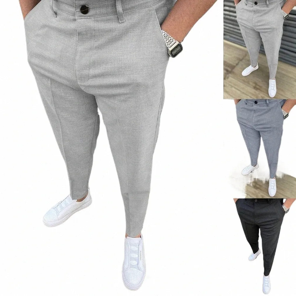 Hommes Pantalons décontractés Formel Social Streetwear Crayon Pantalon pour hommes Busin Bureau Travailleurs Mariage Pantalon de costume droit Vente chaude 55Te #