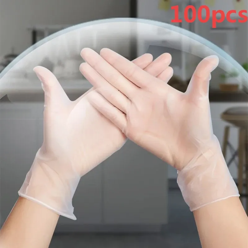 Handschuhe 100 Stück PVC TPE Einweghandschuhe wasserdichte puderfreie Latexhandschuhe für Haushaltsküchenlabor-Reinigungshandschuhe