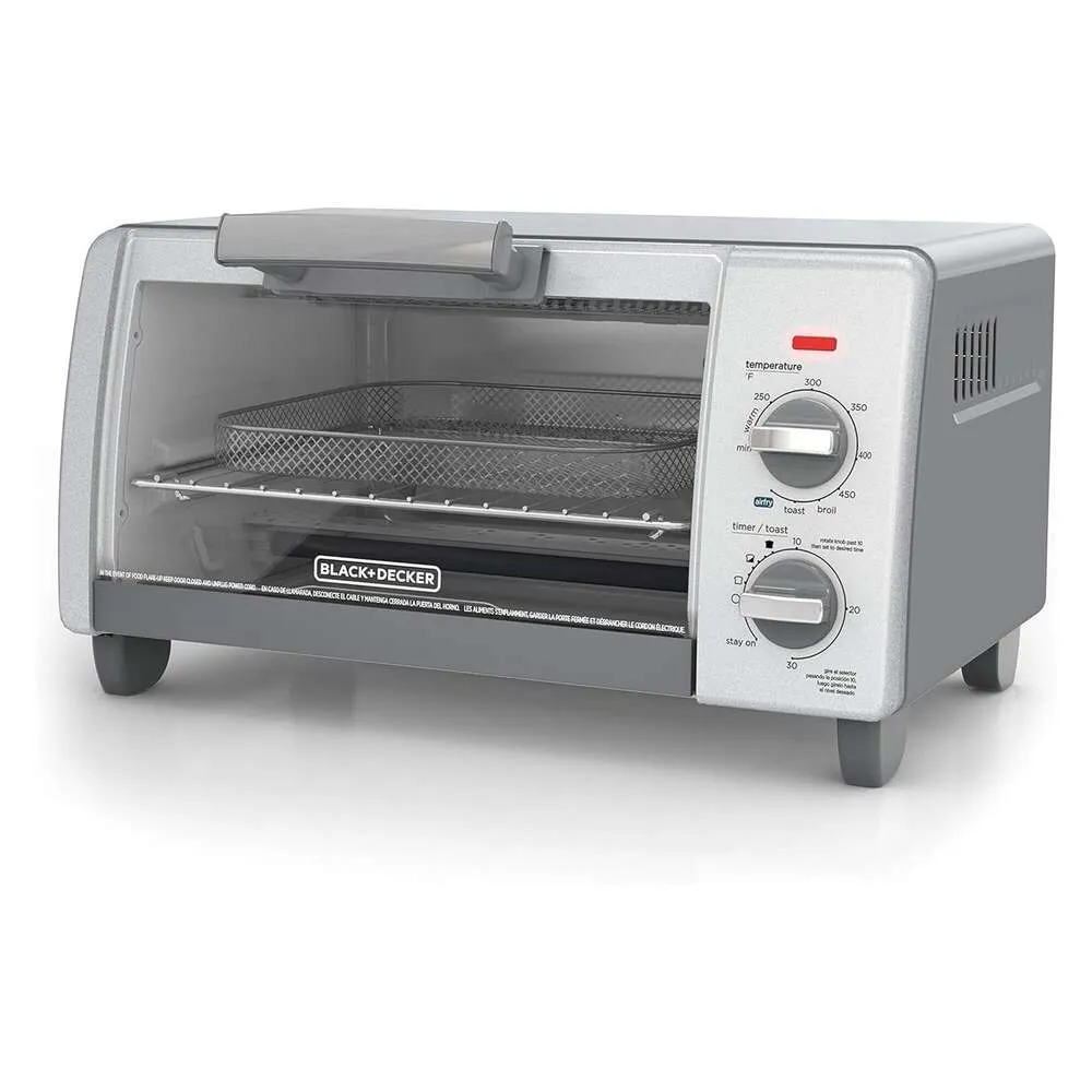 Schwarz+Decker TO1785SG CRISP N BAKE Air Fry Toaster Ofen, 4 Stücke, grau