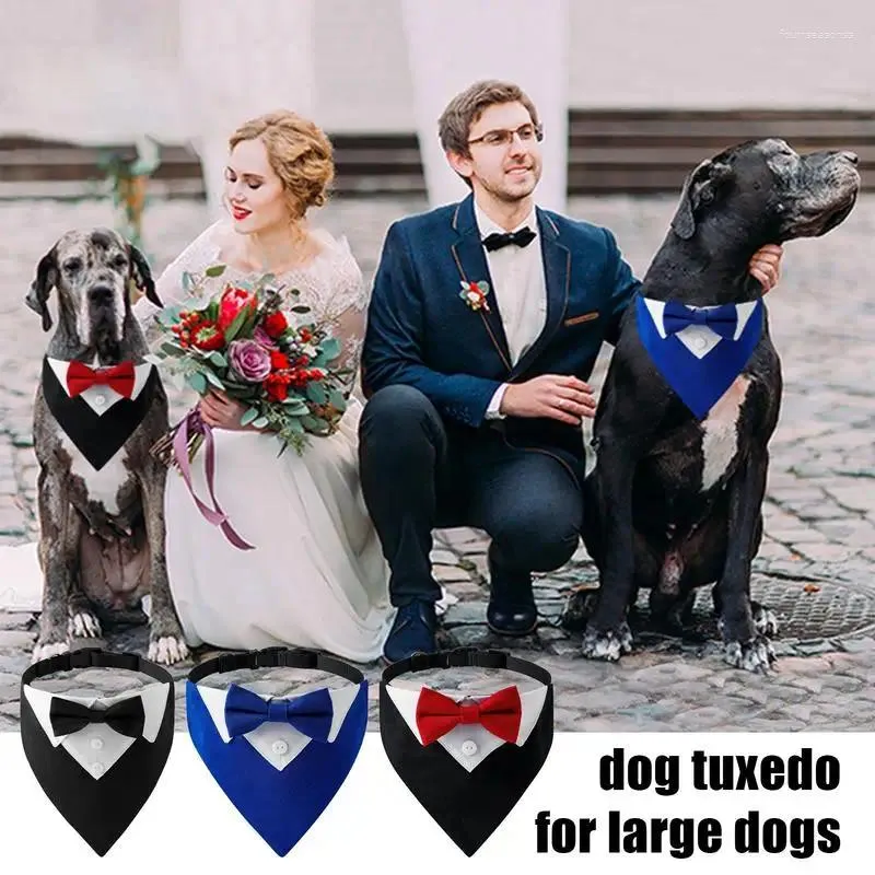 Dog Apparel Tuxedo Bandana Collar 1PCS Adjustable Wedding Soft Comfortable Neck Scarf For Small Medium And Large Dogs