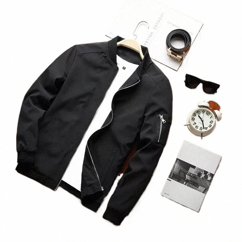 Męska kurtka zapinana na zamek męską, casual Street Street Multi Pocket Jacket, Slim Fit Pilot Baseball Suit, Męska odzież O4KT#