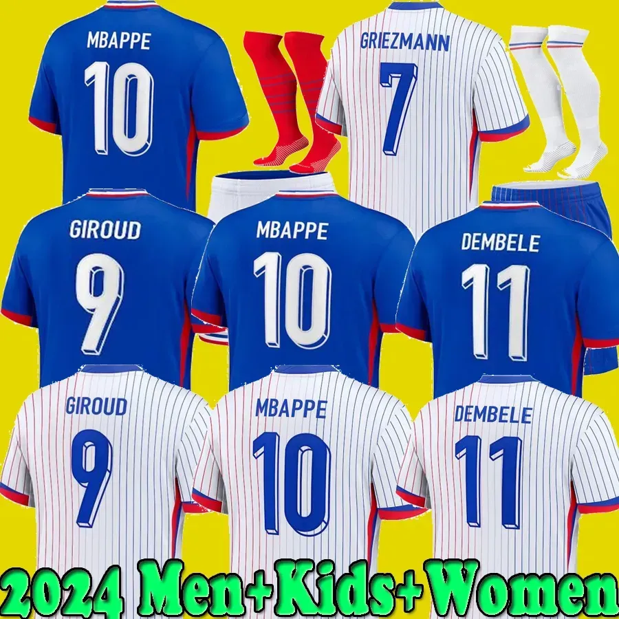 24 25 Französisch Fußballtrikot für Männer Hemden Frauen Fußballtrikot 2024 Kinder Kit Benzema 2025 Mbappe Griezmann Kimpembe Fekir Varane Kante