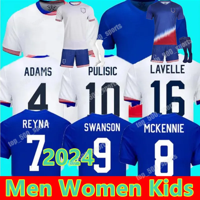 2024 Pulisic Swanson Swanson Soccer Jerseys McKennie Aaronson Musah Morgan Lloyd America Football Shirt United States Usas 24 Home Home Away Men Kids Sets Kits Dester