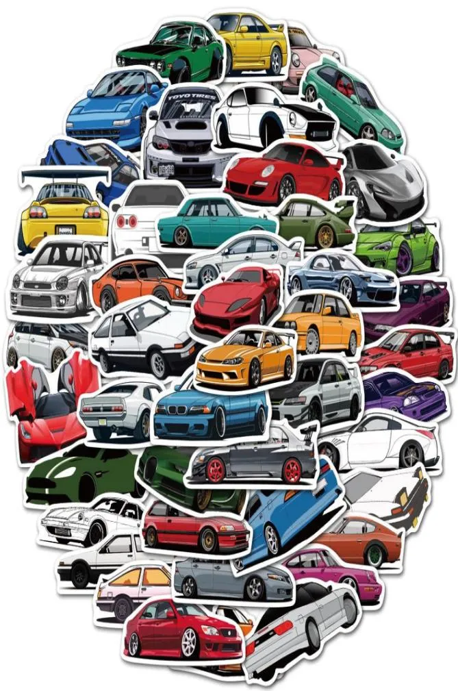 Waterproof sticker 50100PCs Cool Sports Racing Car Stickers for Bumper Bicycle Helmet Luggage Snowboard Vinyl Decals Sticker Bomb2912014