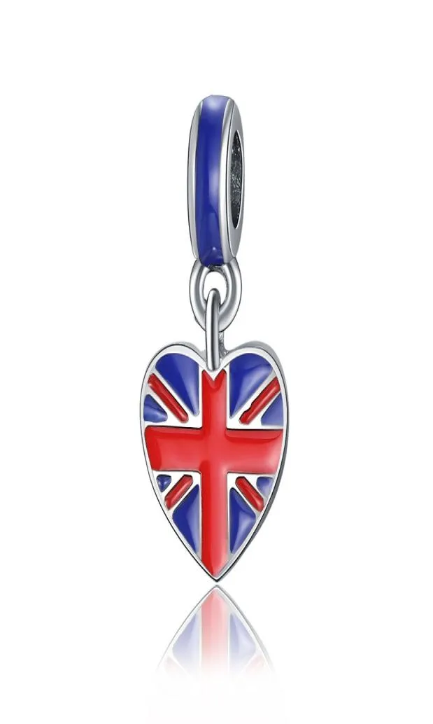 UK FLAG BEAD European Spacer Charm Fit Heart Armband passar Armband Oil Charm Beads6037685