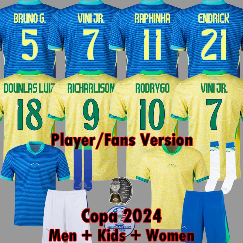 2024 Copa Brasil koszulki piłkarskie endrick Camiseta de futbol Paqueta Richarlison Football Shirt Rodrygo Maillots Football Vini Jr Raphinha Brazils Zestawy 3xl 4xl