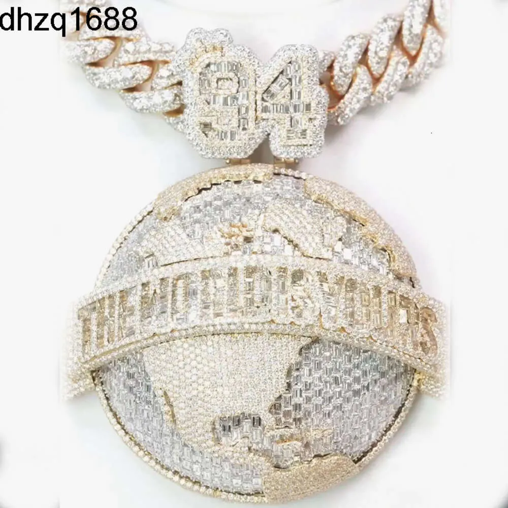 VVS Custom VVS MOISSANITE Diamante Costilado de 18 km chapado en oro 925 joyería de hip hop collar de hip hop de hip hop colgante