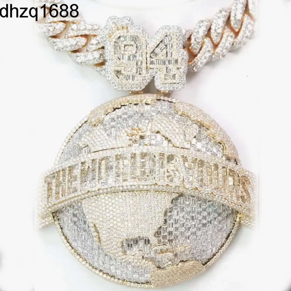 Niestandardowe vvs moissanite diament mrożony wiszący 18K Gold Splated 925 Hip Hop Biżuteria