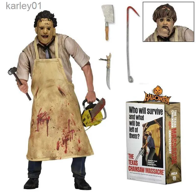 Anime manga neca Texas kedjor mördare päls ansikte läder ansikte 40 -årsjubileumsutgåva terror handgjorda dollmodell halloween gåva yq240325