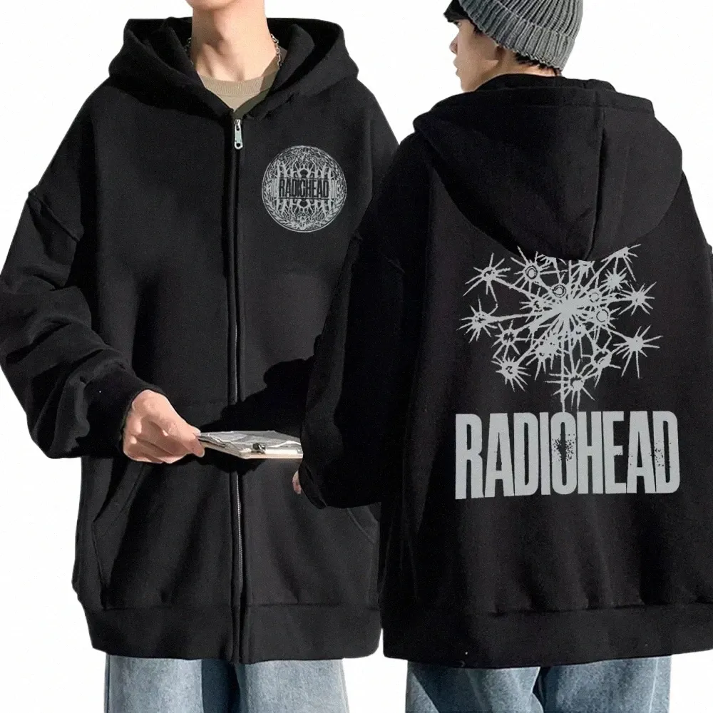 Retro Rock Band Rahead Zip Up Hoodie Hip Hop Music Album Imprimir Moletom Streetwear Homens Oversized Lg Manga Casaco Hoodies X8lG #