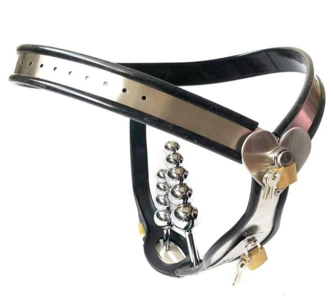 Type de coeur en acier inoxydable ceinture féminine vagin Plug Anal sous-vêtements BDSM Bondage dispositif de verrouillage adulte jouets Sexy pour femmes hommes9384933