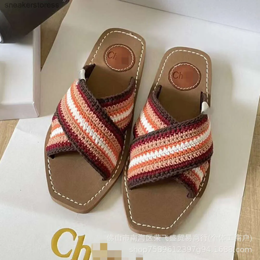 for Sandal Chlloe Woody Sandales 2024 Nouveau Tissé Style Croix Pantoufle Femmes Outsiders Plage Classique Haute Qualité Mode Fille Designer Pantoufles ZRDR