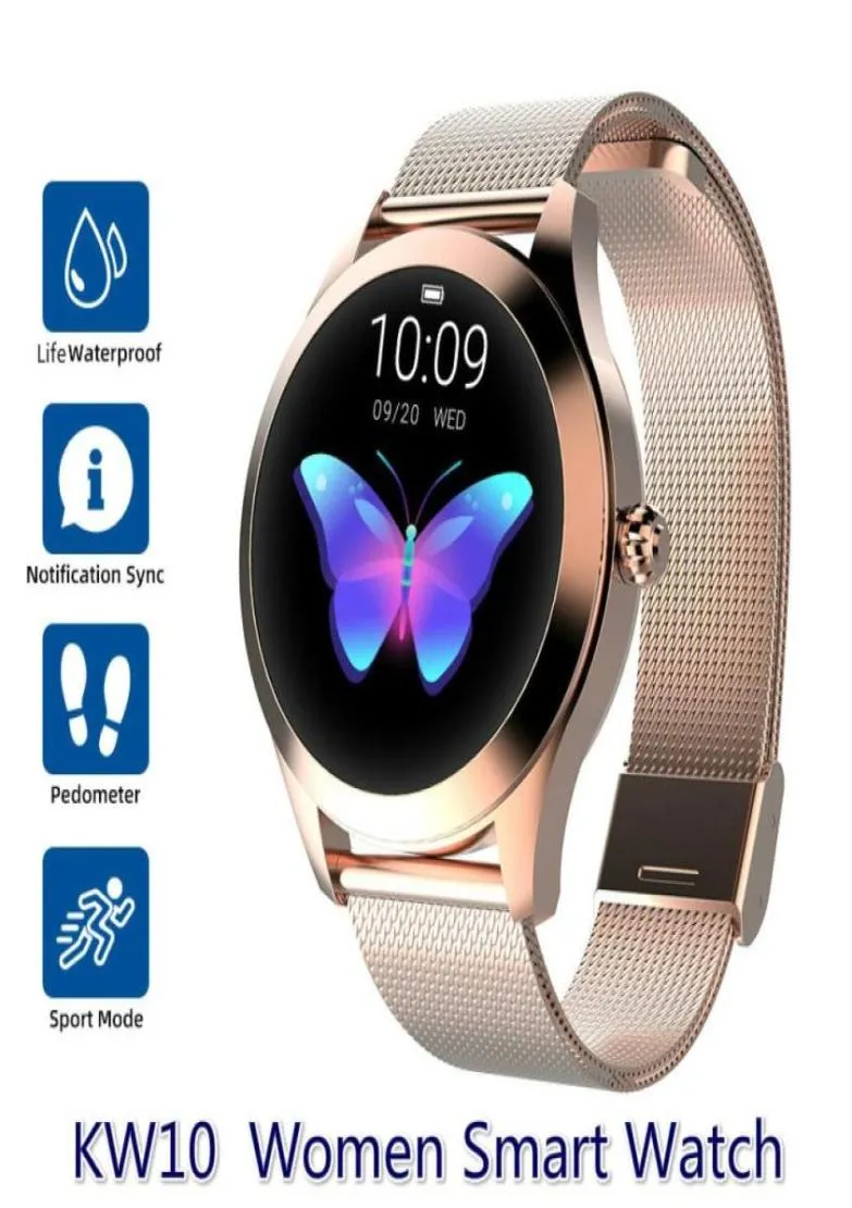 IP68 étanche montre intelligente femmes surveillance du sommeil moniteur de fréquence cardiaque mode belle montre intelligente KW10 Bracelet pour Android IOS Phon5359626