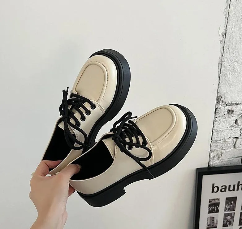 Oxfords – chaussures décontractées pour femmes, chaussures d'automne assorties avec tout, plate-forme de Style britannique, chaussures plates noires, robe d'automne Preppy rétro pour dames