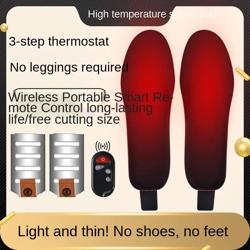 Lastoortsen Semelle intérieure chaude avec thermostat à télécommande sans fil à trois vitesses, semelle intérieure chauffante électrique extérieure, semelle intérieure chaude rechargeable