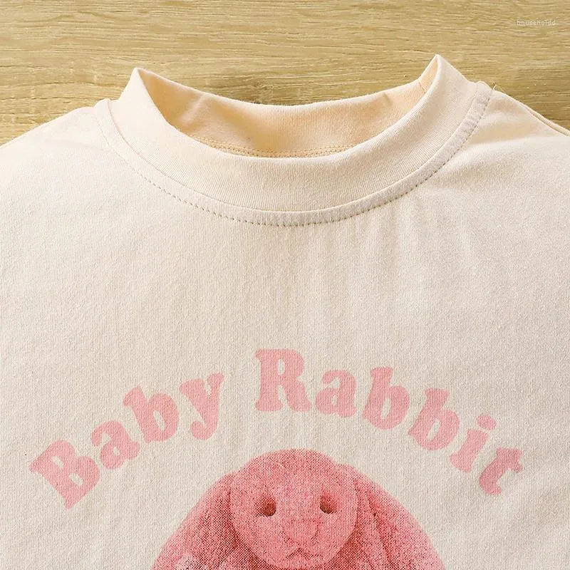 Clothing Sets Easter Summer Outfit Toddler Girls Shorts Short Sleeve Letter Rabbit Print Tops Solid Color Clothes