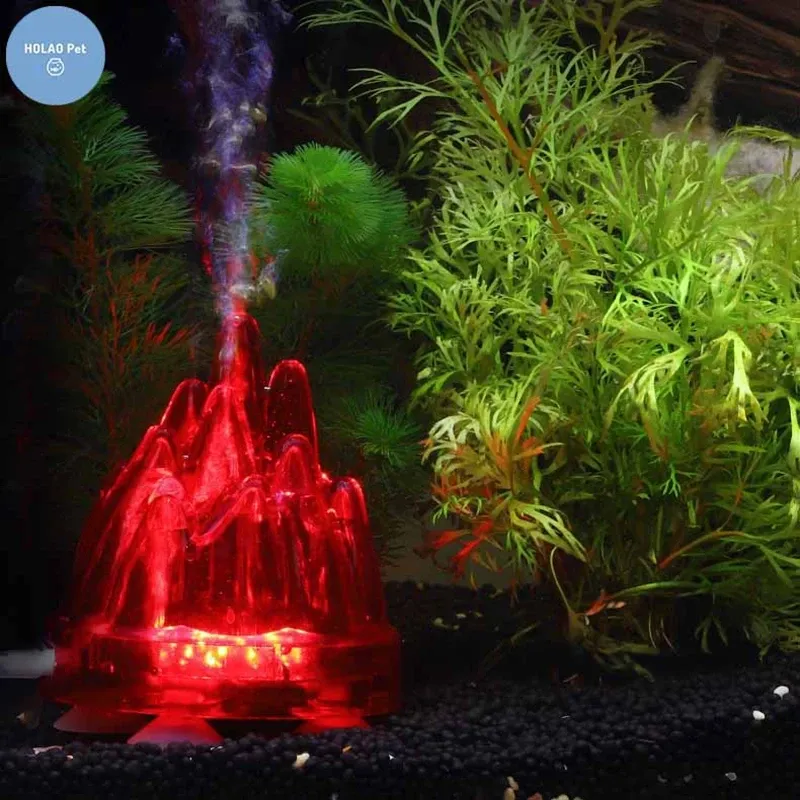 Accessori Acquario colorato Pompa d'aria Vulcano Bolla di luce Acquario Filtro per l'acqua Generatore di schiuma Lampada per acquario Medusa per animali Carpa Gamberetti