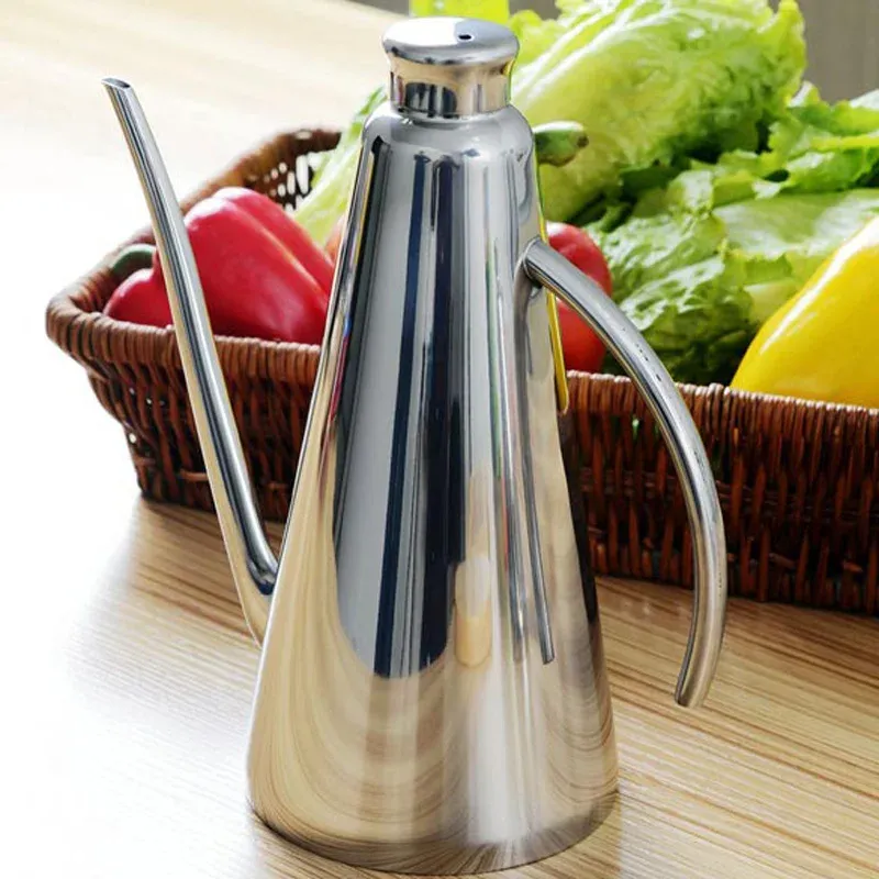 Burkar standard 304 rostfritt stål olivolja vinäger batcher kan flaska kök kök tillbehör matlagningsverktyg 500 ml förvaringsflaskor