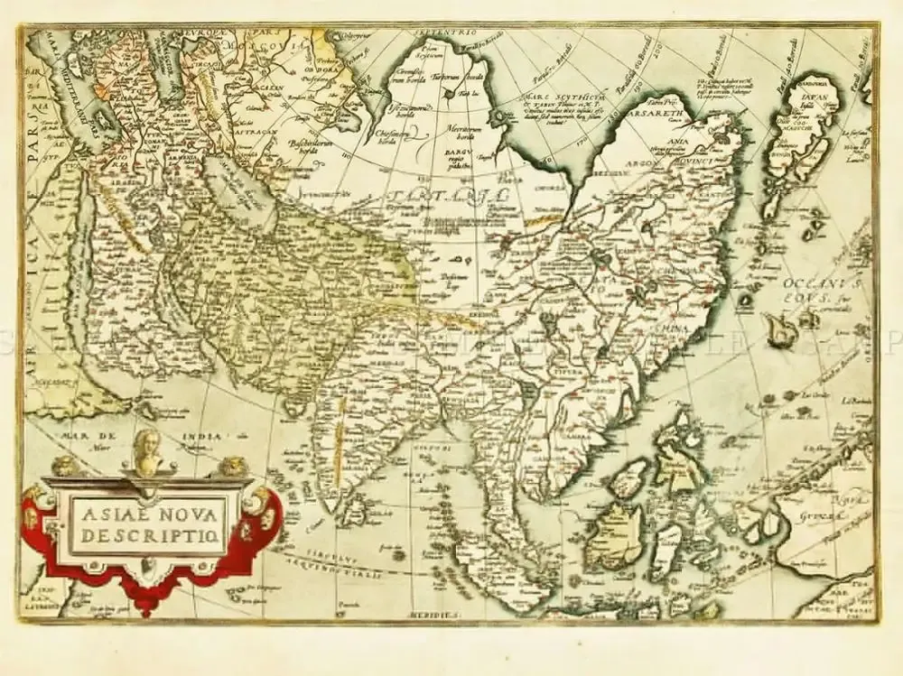 Calligraphy VINTAGE MAP HISTORY ASIA CHINA Art Silk Poster Home Wall Decor