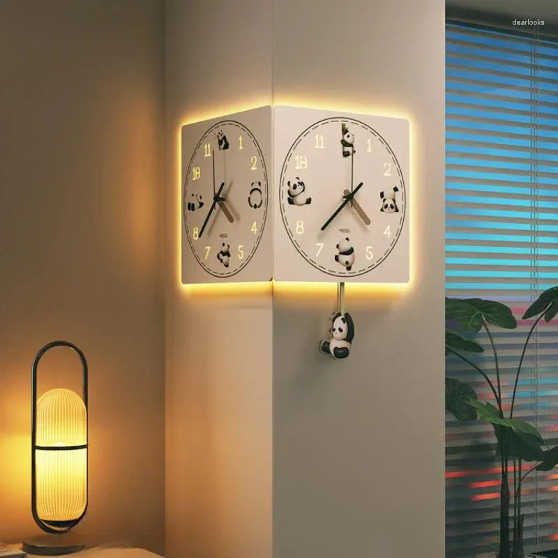 Orologi da parete Orologio a LED Soggiorno Decorazione Angolo Design moderno Orologio digitale a forma di cartone animato Lampada per decorazioni per la casa Reloj De Pared