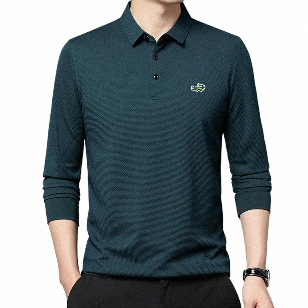 Nuevo otoño Polo camiseta para hombre bordado Waffle LG manga Golf Polo camisas calidad Ropa Hombre Social Buain Polos hombres h2nJ #